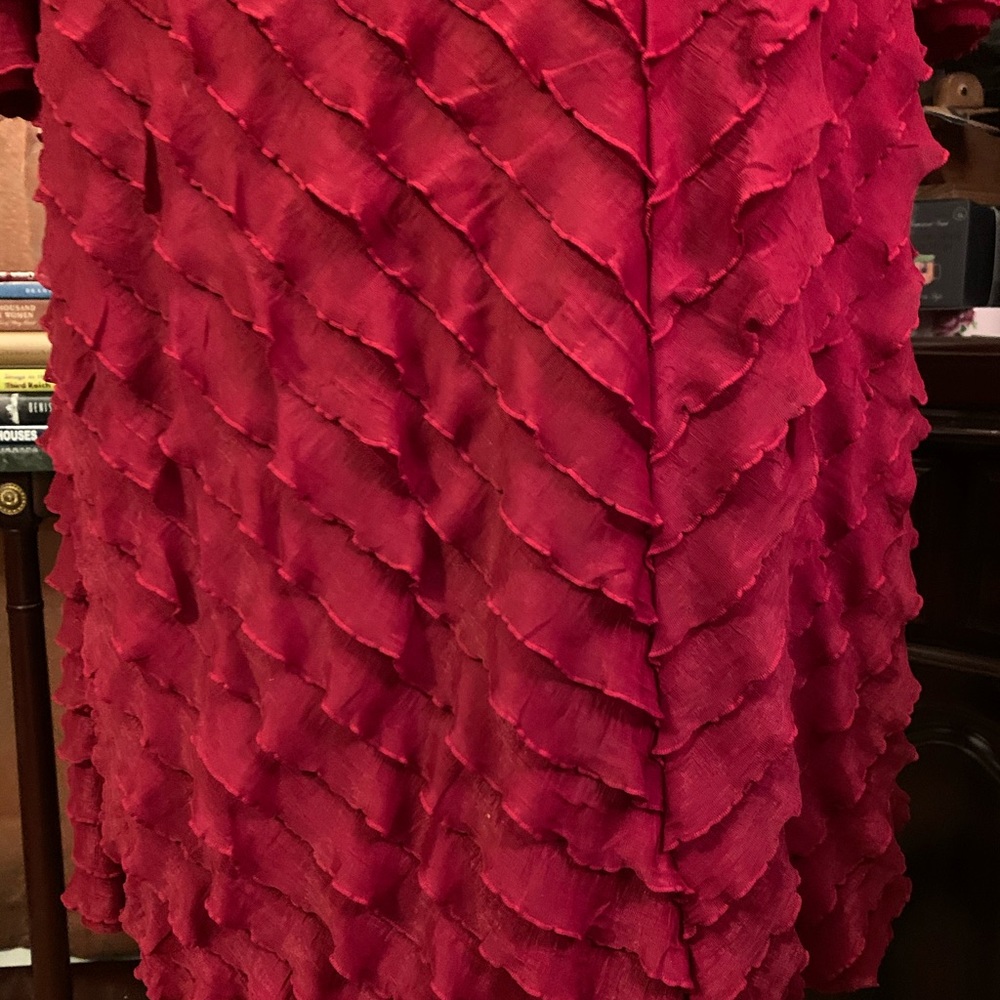 Elegant Red Ruffled Dress - Picture 4 of 8